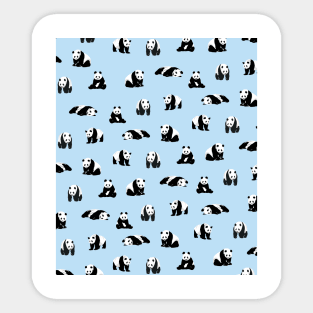 Cute Pandas on Blue Sticker